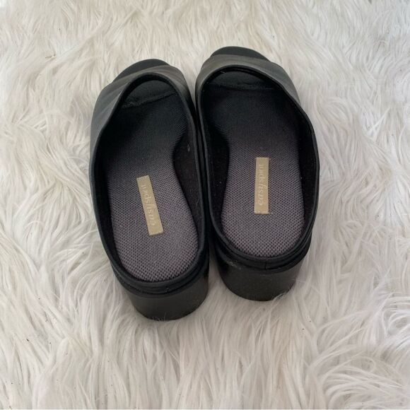 Easy Spirit Black Leather Heaven Open Toe Wedge Slide Platform Sandals Size 8.5 - Picture 5 of 8